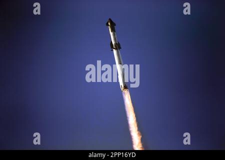 Boca Chica, United States. 20th Apr, 2023. Space X Starship lifts off for its first launch from Starbase in Boca Chica, Texas, on Thursday, April 20, 2023. Starship experienced a rapid unscheduled disassembly. Photo by Thom Baur/UPI Credit: UPI/Alamy Live News Stock Photo