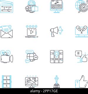 Latest technology linear icons set. Artificial Intelligence, Robotics, Blockchain, Quantum Computing, Augmented Reality, Virtual Reality, Internet of Stock Vector