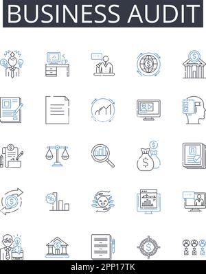 Inventory review line icons collection. Analysis, Organization ...