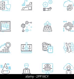 Consumer insights linear icons set. Behavior, Preference, Perception, Trend, Demographics, Market, Research line vector and concept signs. Feedback Stock Vector