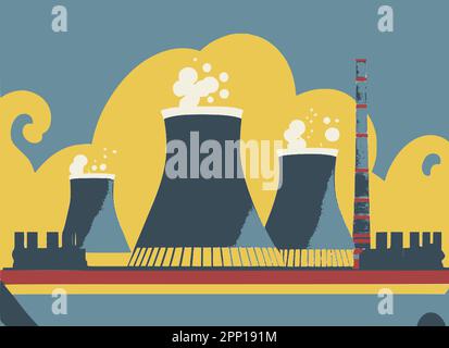 Nuclear Power Plant vector image. Stock Vector