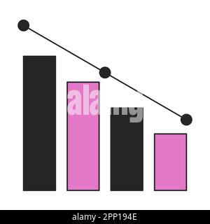 Horizontal bar chart going down flat line color vector icon Stock Vector