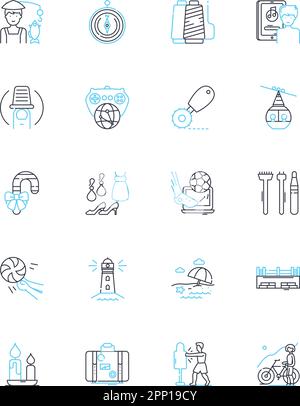 Positive affirmations linear icons set. Affirmations, Empowerment, Gratitude, Success, Wealth, Confidence, Abundance line vector and concept signs Stock Vector