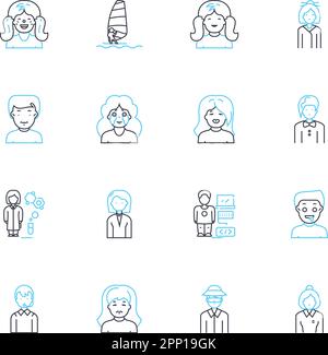 Cultural identity linear icons set. Heritage, Diversity, Tradition ...