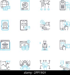 E-my linear icons set. Productivity, Efficiency, Technology, Entrepreneurship, Collaboration, Innovation, Communication line vector and concept signs Stock Vector