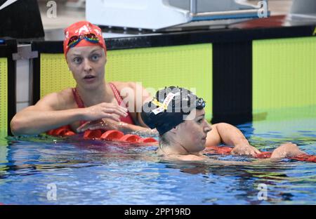 Antwerpen, Belgium. 21st Apr, 2023. Belgian Valentine Dumont pictured during the first day of the Belgian Swimming Championships, Friday 21 April 2023 in Antwerp. BELGA PHOTO JOHN THYS Credit: Belga News Agency/Alamy Live News Stock Photo