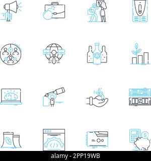 Web commerce linear icons set. E-commerce, Online shopping, Digital marketing, Mobile commerce, Social selling, Cyber sales, Internet auctions line Stock Vector