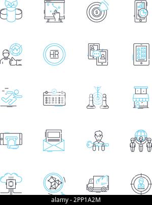 Email marketing linear icons set. Newsletter, Campaign, Subscriber, List, Automation, Conversion, Database line vector and concept signs. Open rate Stock Vector