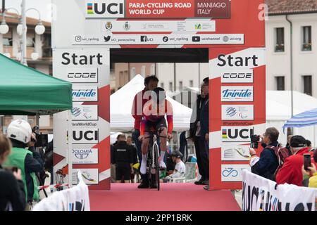 Maniago, Italy. 21st Apr 2023. Kaj Van Kiemen of the Netherlands during the men's C2 time trial. UCI World Cup, Individual Time Trial, Maniago, Italy, 21 April 2023,  Casey B. Gibson/Alamy LIve News Stock Photo