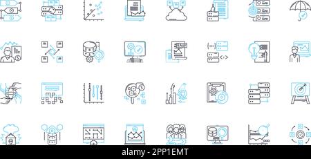 Human compliance linear icons set. Obligation , Conformity , Adherence , Agreement , Obedience , Submission , Cooperation line vector and concept Stock Vector