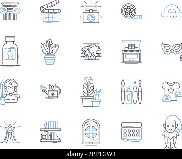 Resourcefulness mindset line icons collection. innovation, adaptability ...