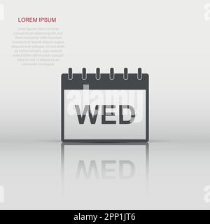 Vector wednesday calendar page icon in flat style. Calendar sign illustration pictogram. Wednesday agenda business concept. Stock Vector