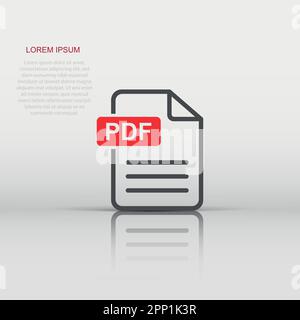 Vector PDF download icon in flat style. PDF format sign illustration pictogram. Document business concept. Stock Vector