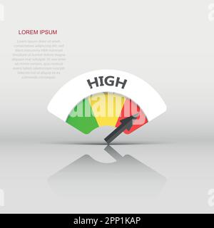 High level risk gauge vector icon. High fuel illustration on white background. Stock Vector