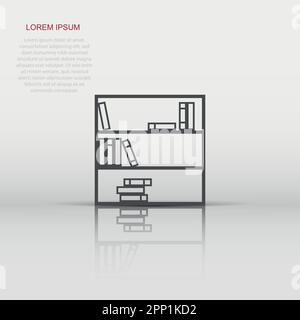 Vector bookcase furniture icon in flat style. Furniture sign illustration pictogram. Bookshelf business concept. Stock Vector
