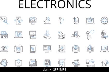 Electronics line icons collection. Technology, Gadgets, Devices, Robotics, Innovation, Automation, Computers vector and linear illustration. Hardware Stock Vector