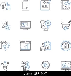 Plan of attack line icons collection. Strategy, Tactics, Focus, Prioritize, Intentions, Approach, Gameplan vector and linear illustration. Maneuver Stock Vector