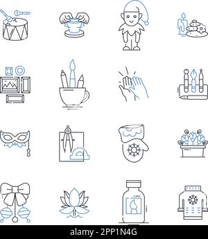 Inventive diversions line icons collection. Amusements, Distractions, Recreation, Novelties, Innovations, Pastimes, Activities vector and linear Stock Vector