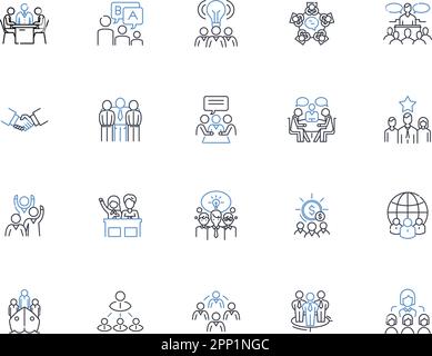 Crew line icons collection. Cohesion, Unity, Collaboration, Synergy ...