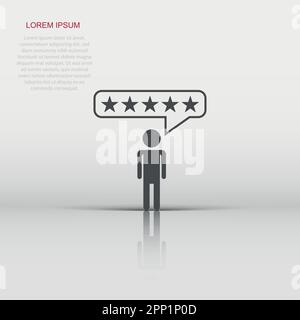 Vector customer reviews, user feedback icon in flat style. Rating sign illustration pictogram. Stars rating business concept. Stock Vector