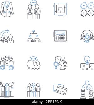 Innovation forum line icons collection. Disruption, Creativity, Ideas, Progress, Advancement, Collaboration, Conceptualization vector and linear Stock Vector