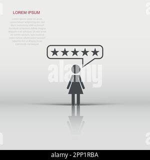 Vector customer reviews, user feedback icon in flat style. Rating sign illustration pictogram. Stars rating business concept. Stock Vector