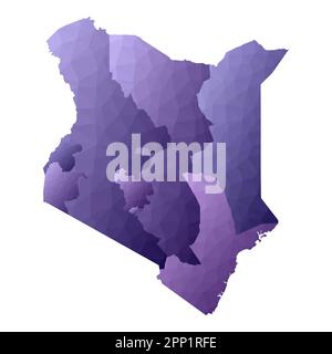 Kenya map. Geometric style country outline. Sublime violet vector illustration. Stock Vector