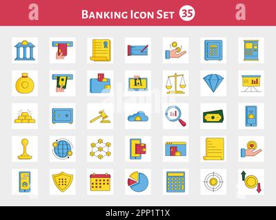 Flat Style Banking Icon Or Symbol On Square Background. Stock Vector