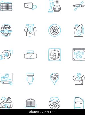Digital Commerce linear icons set. E-commerce, Online shopping, Mobile payments, Cryptocurrency, Virtual storefront, Digital currency, Online Stock Vector