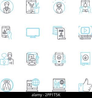 Email engine linear icons set. Inbox, Drafts, Sent, Compose, Attachments, Spam, Trash line vector and concept signs. Filters,Folders,Recipient outline Stock Vector