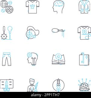 Pet shop linear icons set. Kibble, Leash, Grooming, Fish, Litter, Collar, Toys line vector and concept signs. Food,Treats,Aquarium outline Stock Vector