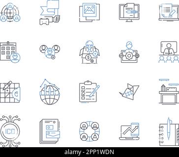 Group huddle line icons collection. Collaboration, Teamwork ...