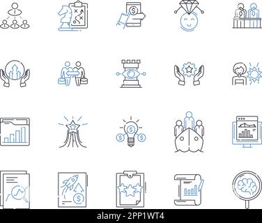 Collaboration and teamwork line icons collection. Synergy, Coherence, Partnership, Unity, Cohesion, Cooperation, Coordination vector and linear Stock Vector