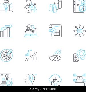 Data Analysis linear icons set. Insights, Metrics, Analytics, Statistics, Algorithms, Dashboards, Visualization line vector and concept signs Stock Vector