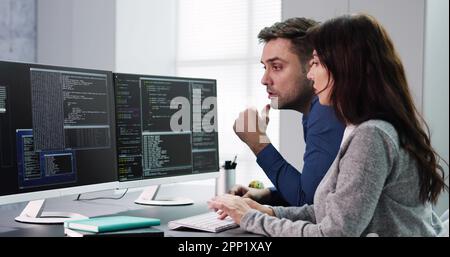 Agile Pair Programming And Extreme Coding. Business Software Stock Photo