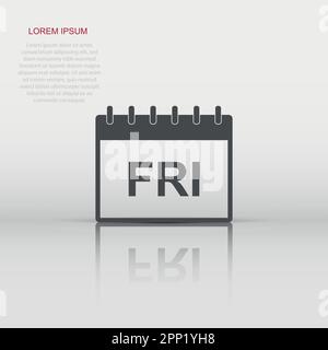 Vector friday calendar page icon in flat style. Calendar sign illustration pictogram. Friday agenda business concept. Stock Vector