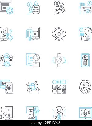 Government funding linear icons set. Grants, Subsidies, Loans, Budget, Allocation, Appropriation, Fiscal line vector and concept signs. Investment Stock Vector