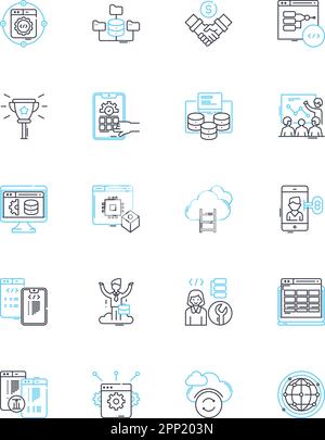 Accessibility testing linear icons set. Usability, Compatibility, Navigation, Compliance, Assistive technology, Functional, Feedback line vector and Stock Vector
