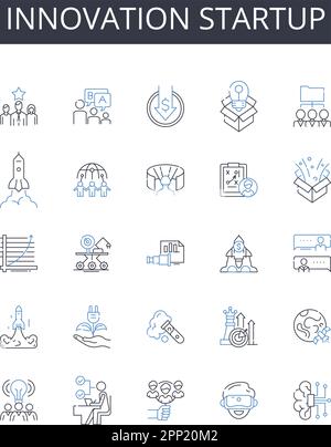 Innovation startup line icons collection. Creative solution, Novel invention, Modern approach, Advanced technology, Brilliant idea, Unique project Stock Vector
