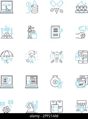 Greenbacks linear icons set. My, Currency, Cash, Dollars, Bills, Wealth, Profit line vector and concept signs. Income,Savings,Budget outline Stock Vector