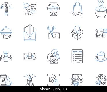 Livelihood and sustenance line icons collection. Income, Job, Food ...