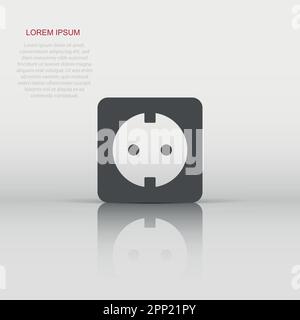 Vector extension cord sign icon in flat style. Electric power socket sign illustration pictogram. Power socket business concept. Stock Vector