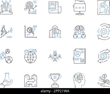 Economic evolution line icons collection. Progress, Advancement, Innovation, Modernization, Growth, Development, Transformation vector and linear Stock Vector