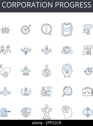 Syndicate progression line icons collection. Growth, Advancement ...