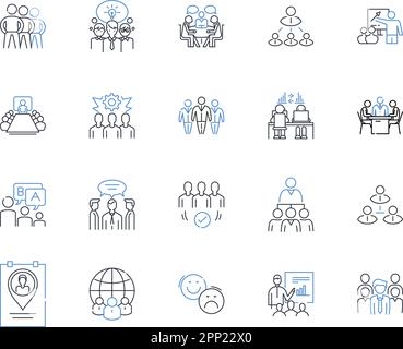 Unified approach line icons collection. Integration, Consolidation, Standardization, Unification, Collaboration, Synergy, Homogenization vector and Stock Vector