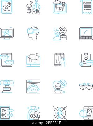 Social nerking linear icons set. Connections, Interaction, Nerking, Community, Collaboration, Engagement, Relationships line vector and concept signs Stock Vector