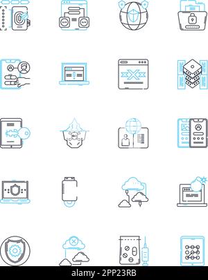 Safety linear icons set. Protection, Security, Sanctuary, Assurance, Precaution, Shield, Cover line vector and concept signs. Safety,Defense,Aid Stock Vector