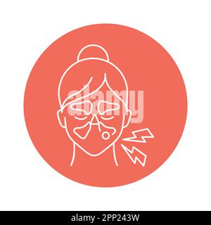 Maxillary sinus cyst color line icon. Human diseases. Stock Vector