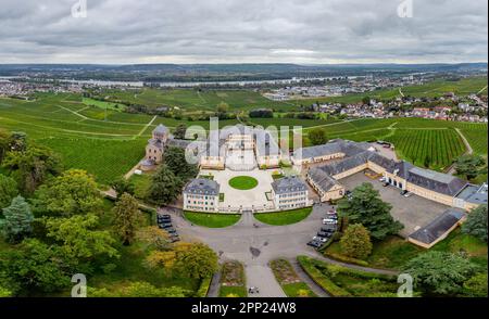 Castle Johanissberg in Rheingau, Rhine river. Near Wiesbaden, Eltville, Rudesheim. Hesse, Germany Stock Photo