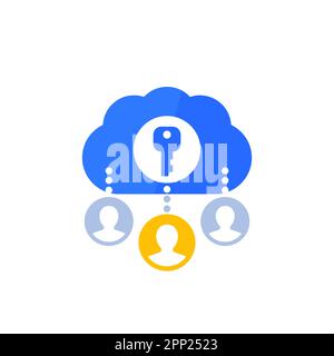 Encryption of personal data in cloud icon Stock Vector